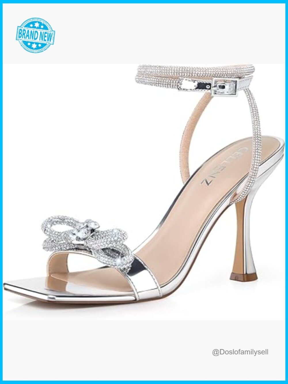 Strappy Bow Heeled Sandals Sparkly Evening Prom Wedding Shoes Kitten Heels